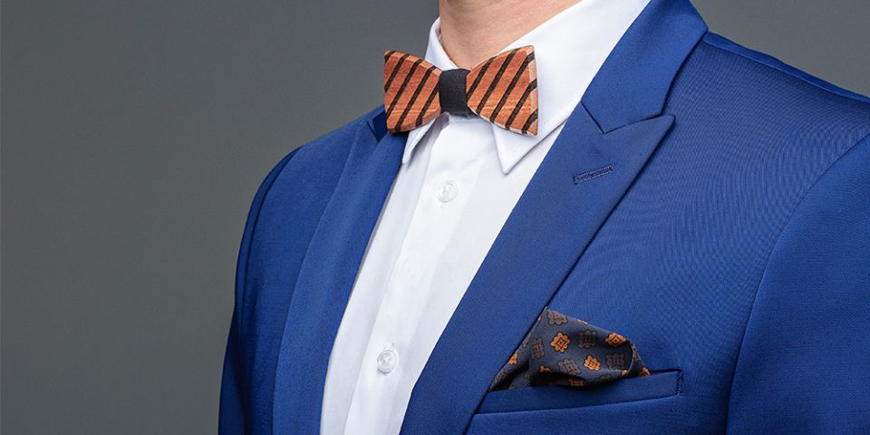 BeWooden - pocket Square suit unique Sapphire square Buteo
