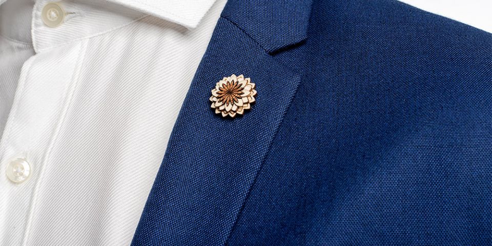 Lapel ornament Cubo Flower for men