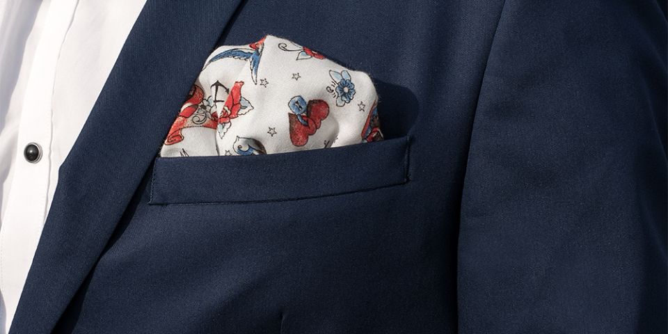 BeWooden - Man in a blue jacket with Hearts square
