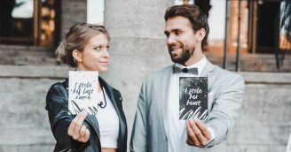 Rebellious wedding in black and white