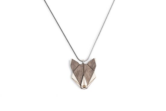 Wooden pendant Wolf Pendant