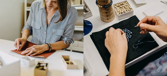 the jeweler wears a wooden bracelet from BeWooden