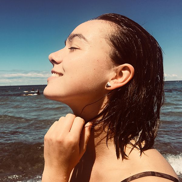 A young woman with the BeWooden silver jewellery