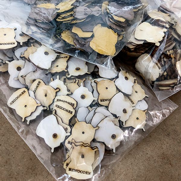 Our wooden brooches during production