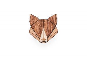 Wooden brooch Fox Brooch