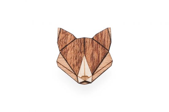 Wooden brooch Fox Brooch