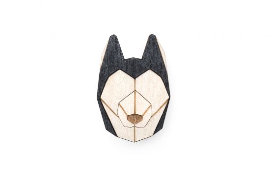 Wooden brooch Husky Brooch