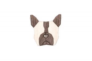 Wooden brooch French Bulldog Brooch