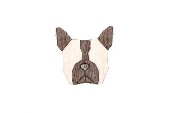 Wooden brooch French Bulldog Brooch