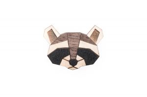 Wooden brooch Raccoon Brooch