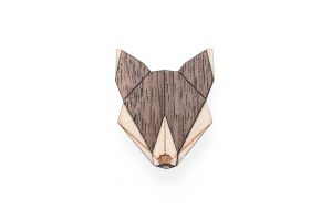 Wooden brooch Wolf Brooch