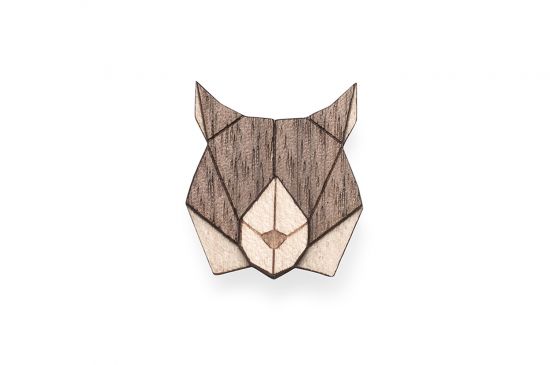 Wooden brooch Lynx Brooch