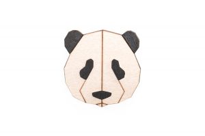 Wooden brooch Panda Brooch