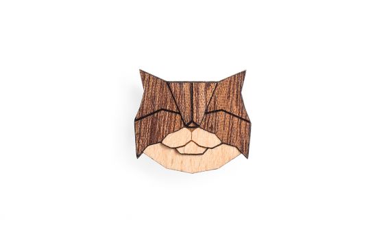 Wooden brooch Persian Cat Brooch