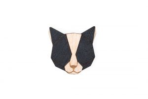 Wooden brooch Black Cat Brooch
