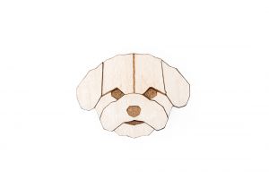 Wooden brooch Bichon Frise Brooch