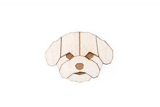 Wooden brooch Bichon Frise Brooch