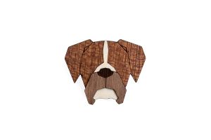Wooden brooch Boxer Brooch