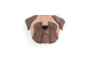 Wooden brooch Pug Brooch