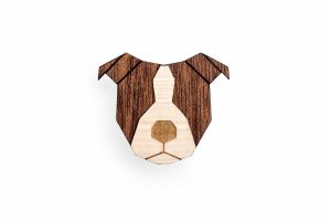 Wooden brooch Staffordshire Bull Terrier Brooch
