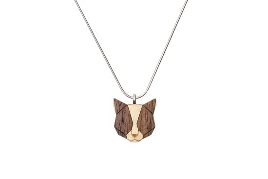 Wooden pendant Grey Cat Pendant