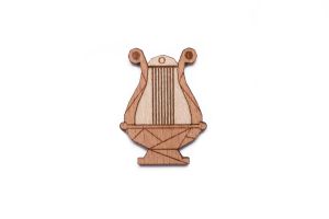 Wooden Brooch Lyre Brooch