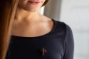 Wooden brooch Agnus Cross Brooch
