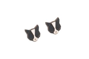 Wooden earrings Black Cat Earrings
