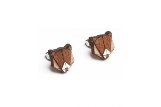 Wooden earrings Bear Earrings
