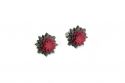 Wooden earrings Red Flower Earrings
