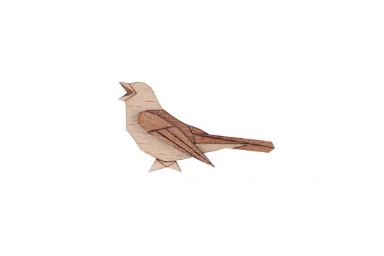 Wooden brooch Nightingale Brooch