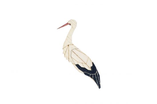 Wooden brooch Stork Brooch