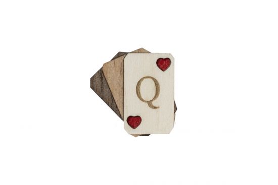 Wooden brooch Queen of Hearts Brooch