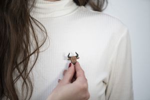  Wooden brooch Taurus Brooch