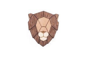 Wooden brooch Lion Brooch