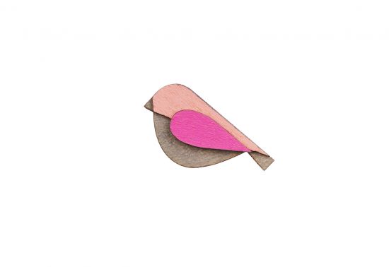 Wooden brooch Pink Bird Brooch