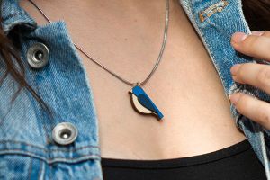 Wooden pendatnt Blue Bird Pendant