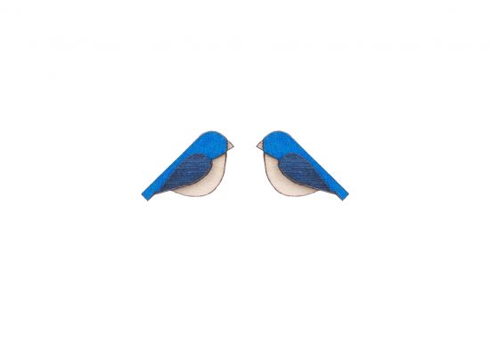Wooden earrings Blue Bird Earrings