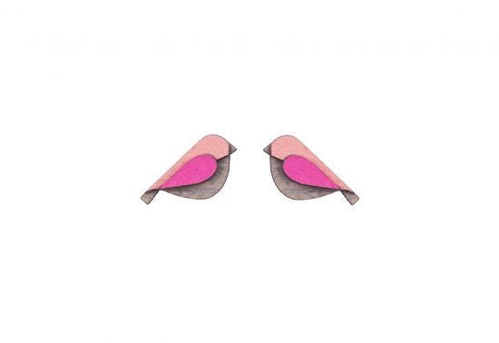 Wooden earrings Pink Bird Earrings