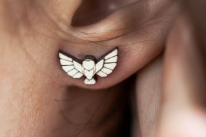 Wooden earrings Snowy Owl Earrings