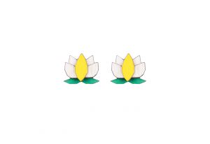 Wooden earrings Yellow Lotus Earrings