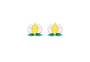 Wooden earrings Yellow Lotus Earrings