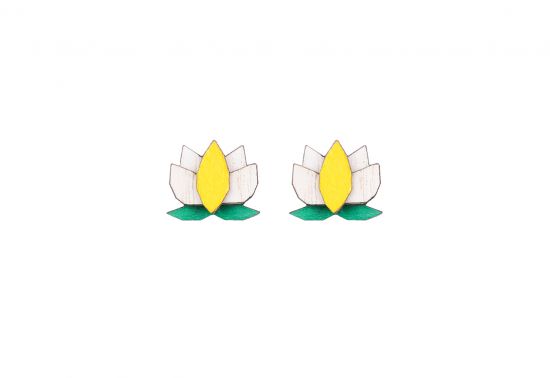 Wooden earrings Yellow Lotus Earrings