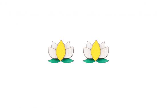 Wooden earrings Yellow Lotus Earrings