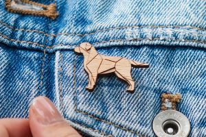 Wooden brooch Walking Labrador Brooch