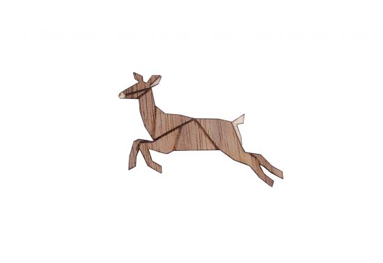 Wooden brooch Jumping Doe Brooch