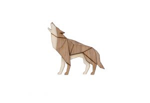 Wooden brooch Walking Wolf Brooch