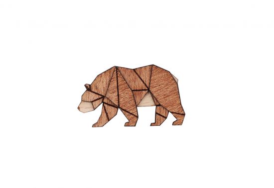 Wooden brooch Walking Bear Brooch