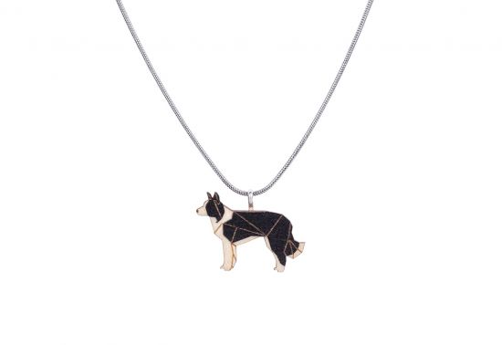 Wooden pendant Walking Collie Pendant