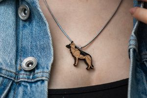 Wooden pendant Walking Shepherd Pendant